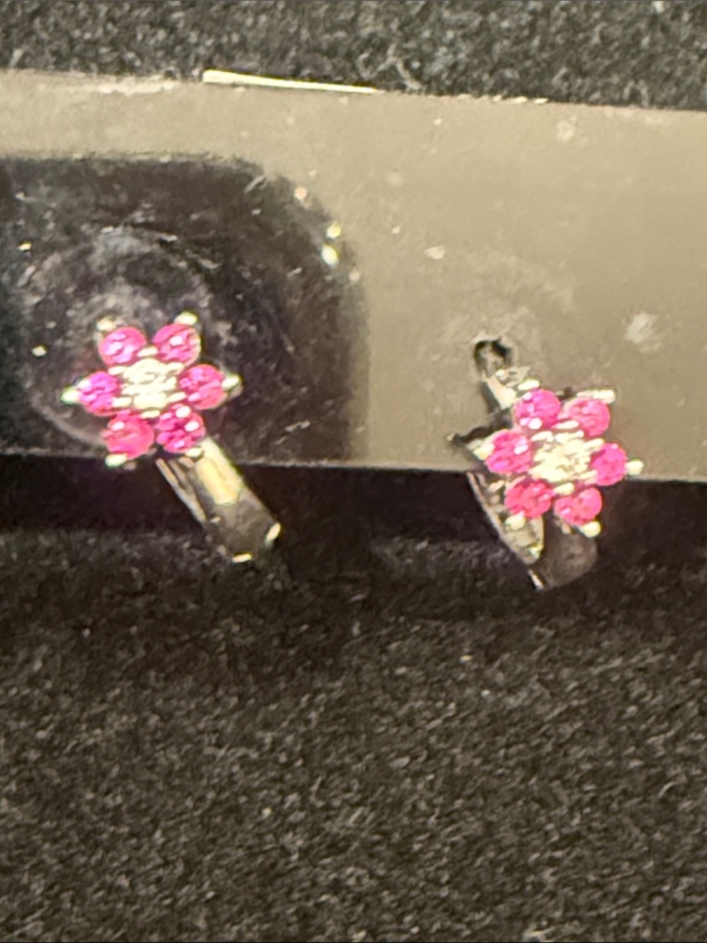 Pink Flower Crystal Hoop Earrings for Women